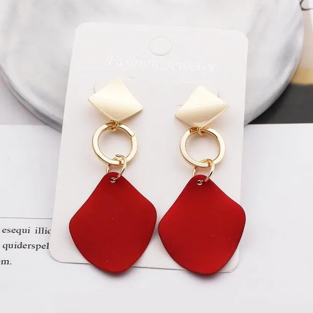 2019 Retro Vintage Statement Earrings White Geometric Long Dangle Earrings for Women Wedding Party Christmas Gift Wholesale