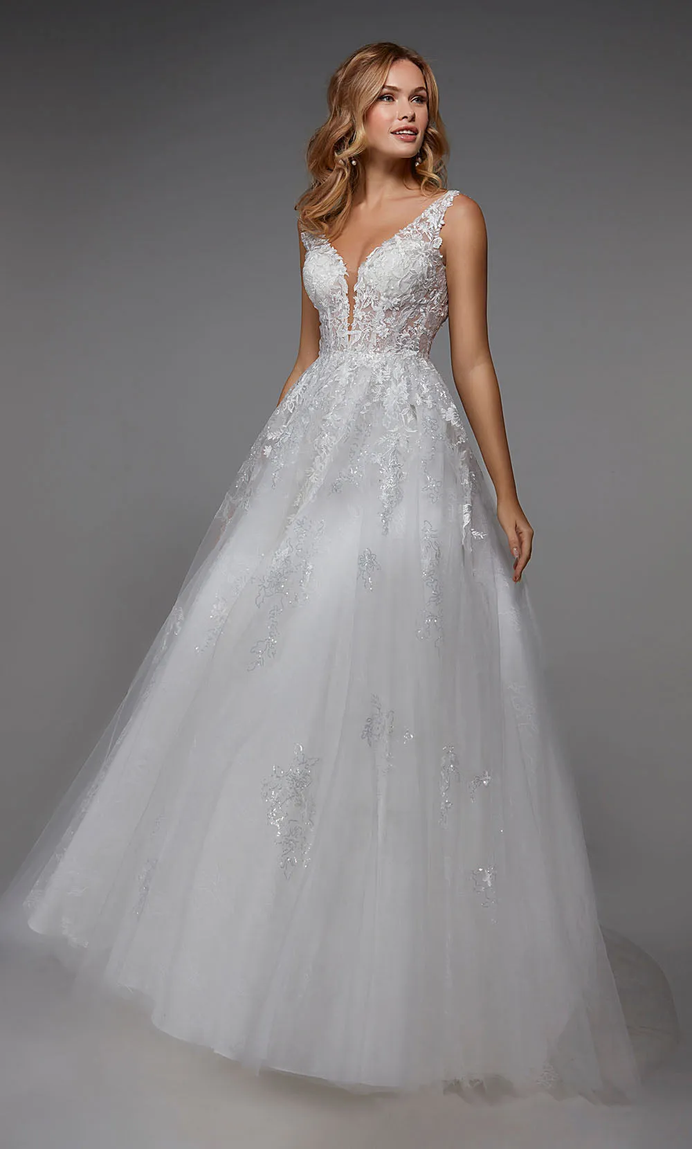 ALYCE Paris 7039 Bridal Plunging Train Ballgown Dress