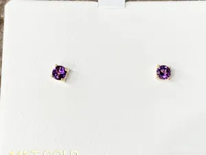 Amethyst 14 K Yellow Gold Stud Earrings