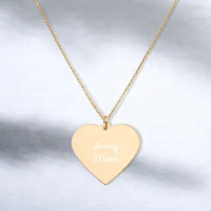 Army Mom Engraved Heart Necklace