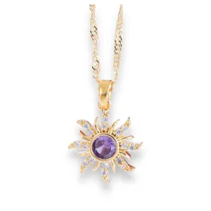 ASIK ACCESSORIES Stainless Steel Necklace-Tangled Necklace - Lost Princess -Cosplay Jewelry -Princess Necklace-Princess Crown Necklace -TANGLED SUN NECKLACE-Purple Sun