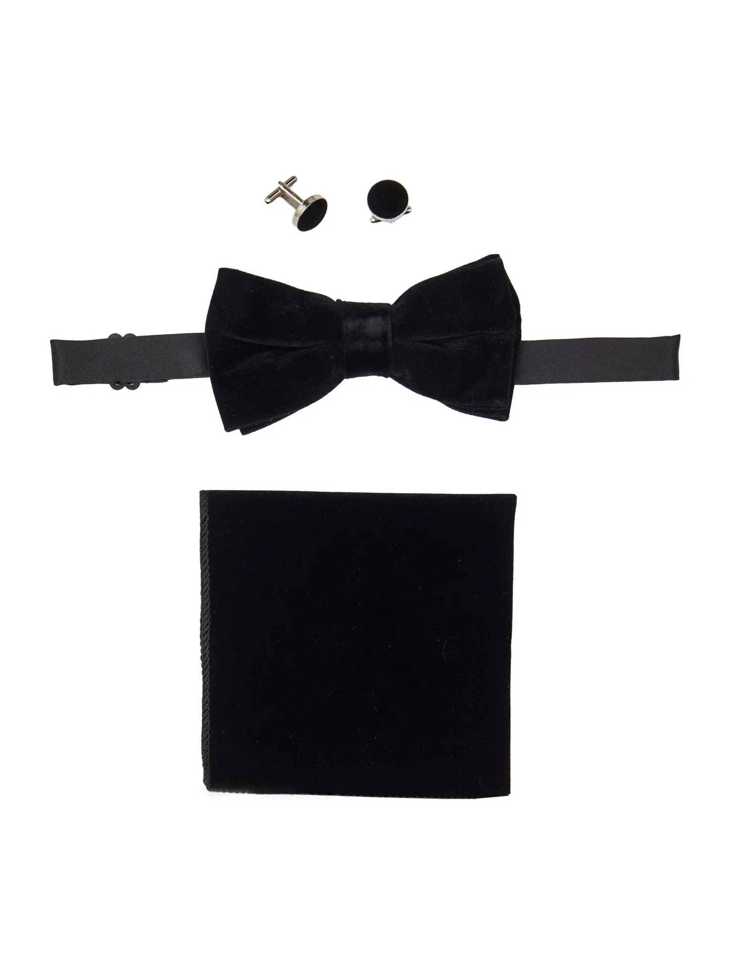 BLACK VELVET BOW TIE SET
