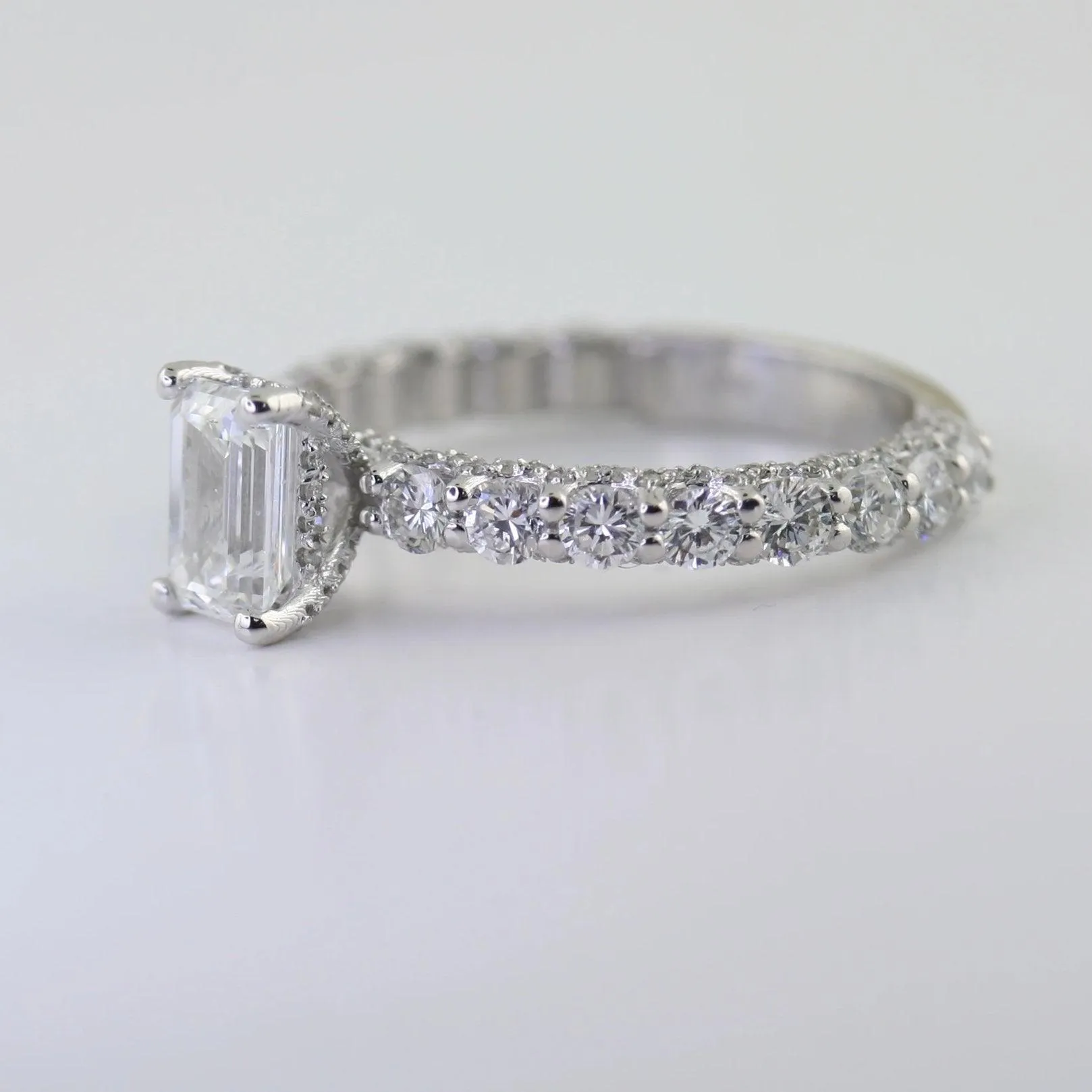 Chris & Nat Emerald Cut Diamond Engagement Ring