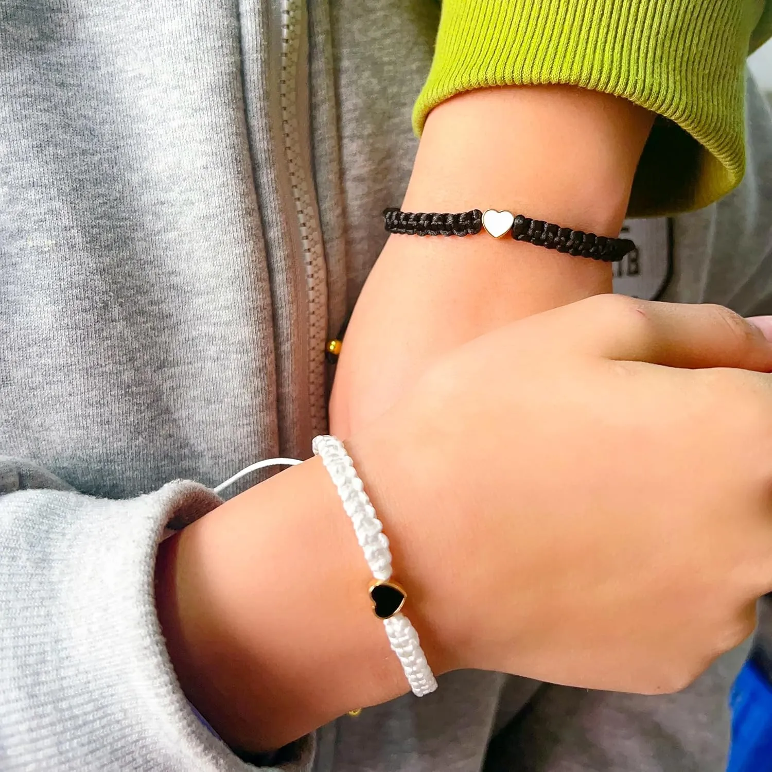Colorful Heart Beaded Matching Bracelets, Set of 2 Adjustable Couple Bracelets set,Friendships Bracelets set Gift for Boyfriend Girlfriend Valentine's Day Bracelet Long Distance Bracelets for Partners