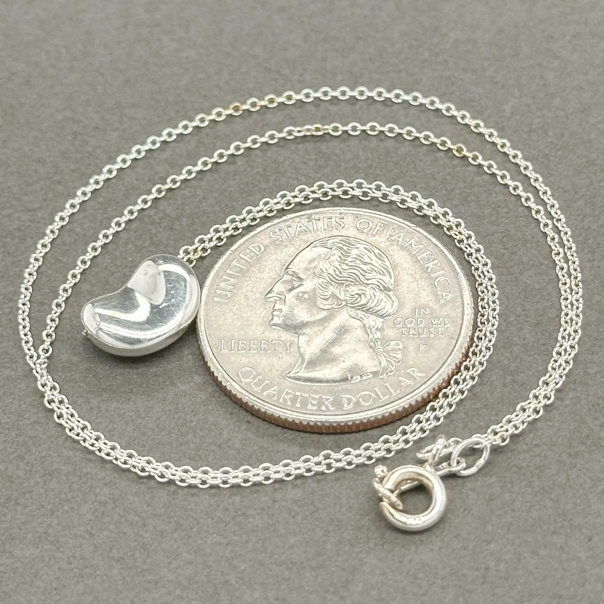 Elegant Tiffany & Co. Estate Sterling Silver Elsa Peretti Bean Pendant