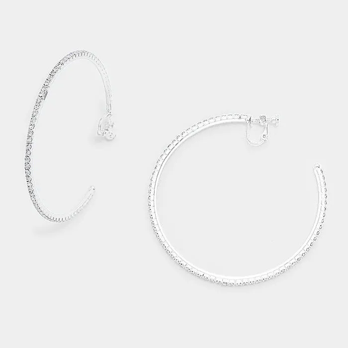 iLLASPARKZ 2.75" Crystal rhinestone hoop clip on earrings