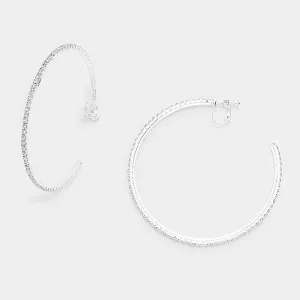 iLLASPARKZ 2.75" Crystal rhinestone hoop clip on earrings