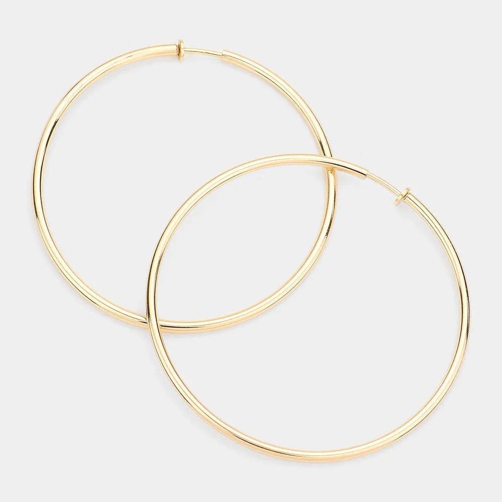 iLLASPARKZ 3.2 Inch Clip On Hoop Earrings