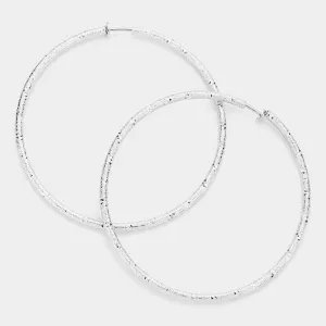 iLLASPARKZ 3.2 Inch Textured Metal Hoop Clip On Earrings