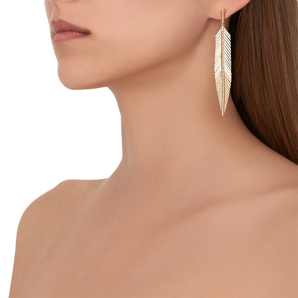 Medium Rose Gold Feather Earrings