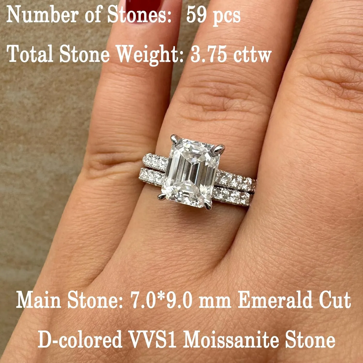 Newshe Jewellery Bridal Sets Wedding Ring Solitaire Engagement Rings for Women 925 Sterling Silver Size 4-13