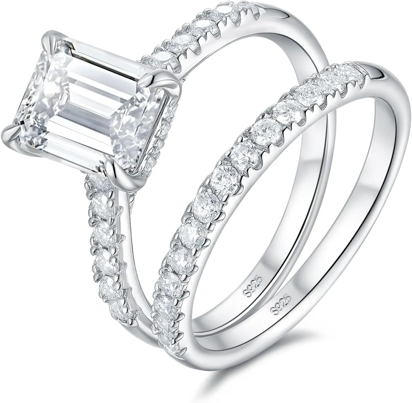 Newshe Jewellery Bridal Sets Wedding Ring Solitaire Engagement Rings for Women 925 Sterling Silver Size 4-13