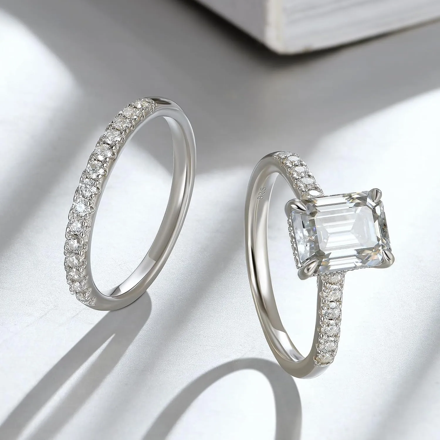 Newshe Jewellery Bridal Sets Wedding Ring Solitaire Engagement Rings for Women 925 Sterling Silver Size 4-13