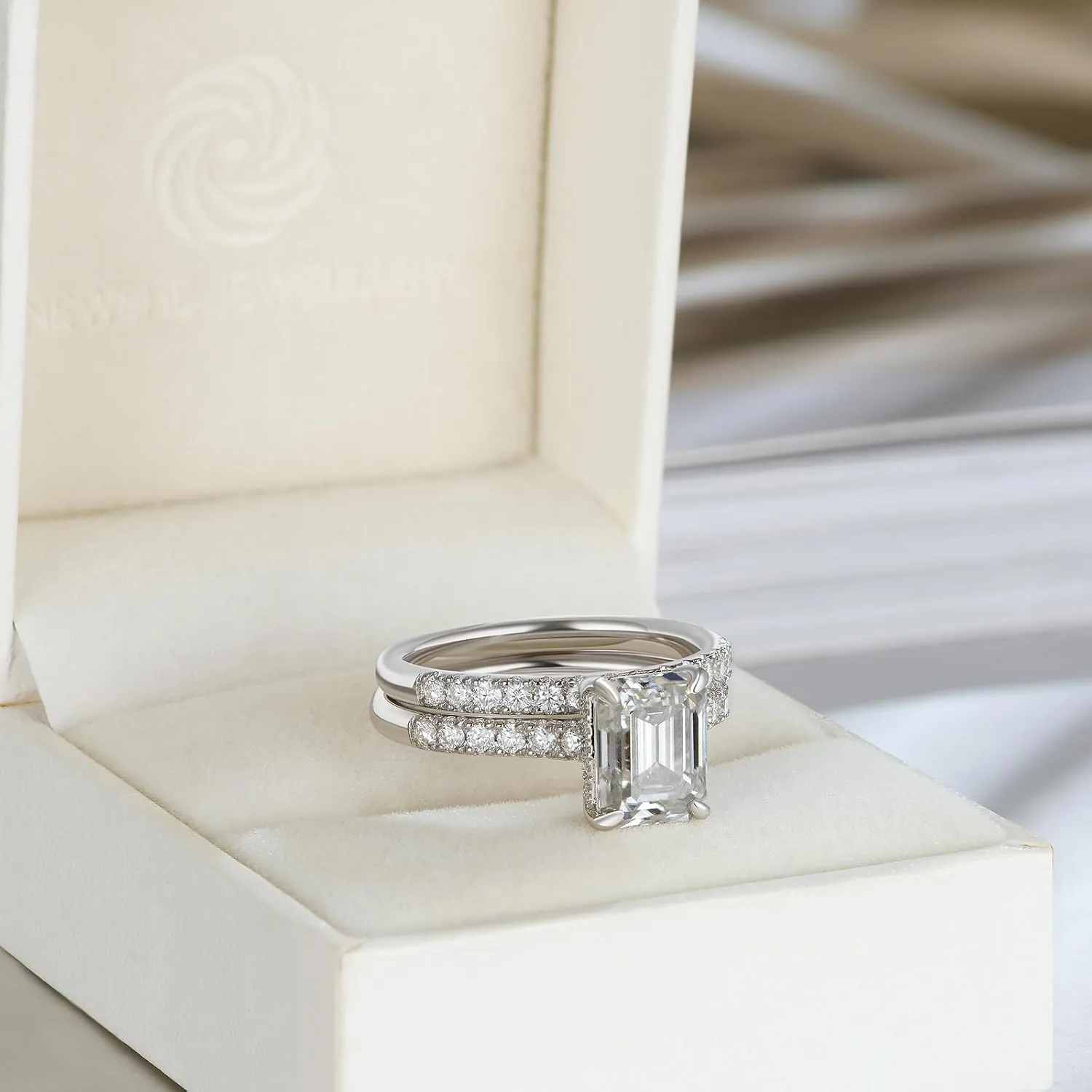 Newshe Jewellery Bridal Sets Wedding Ring Solitaire Engagement Rings for Women 925 Sterling Silver Size 4-13