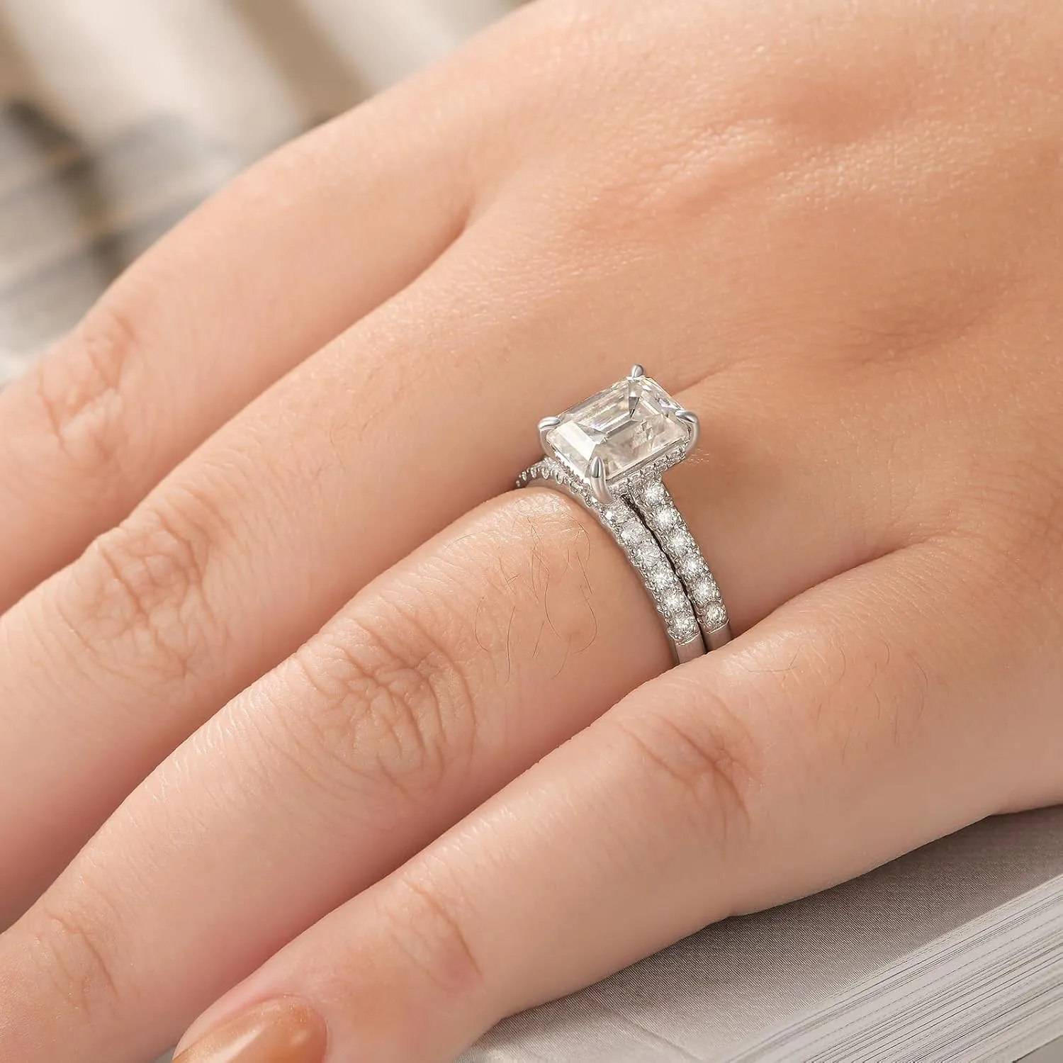 Newshe Jewellery Bridal Sets Wedding Ring Solitaire Engagement Rings for Women 925 Sterling Silver Size 4-13
