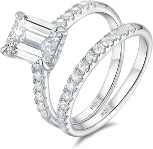 Newshe Jewellery Bridal Sets Wedding Ring Solitaire Engagement Rings for Women 925 Sterling Silver Size 4-13
