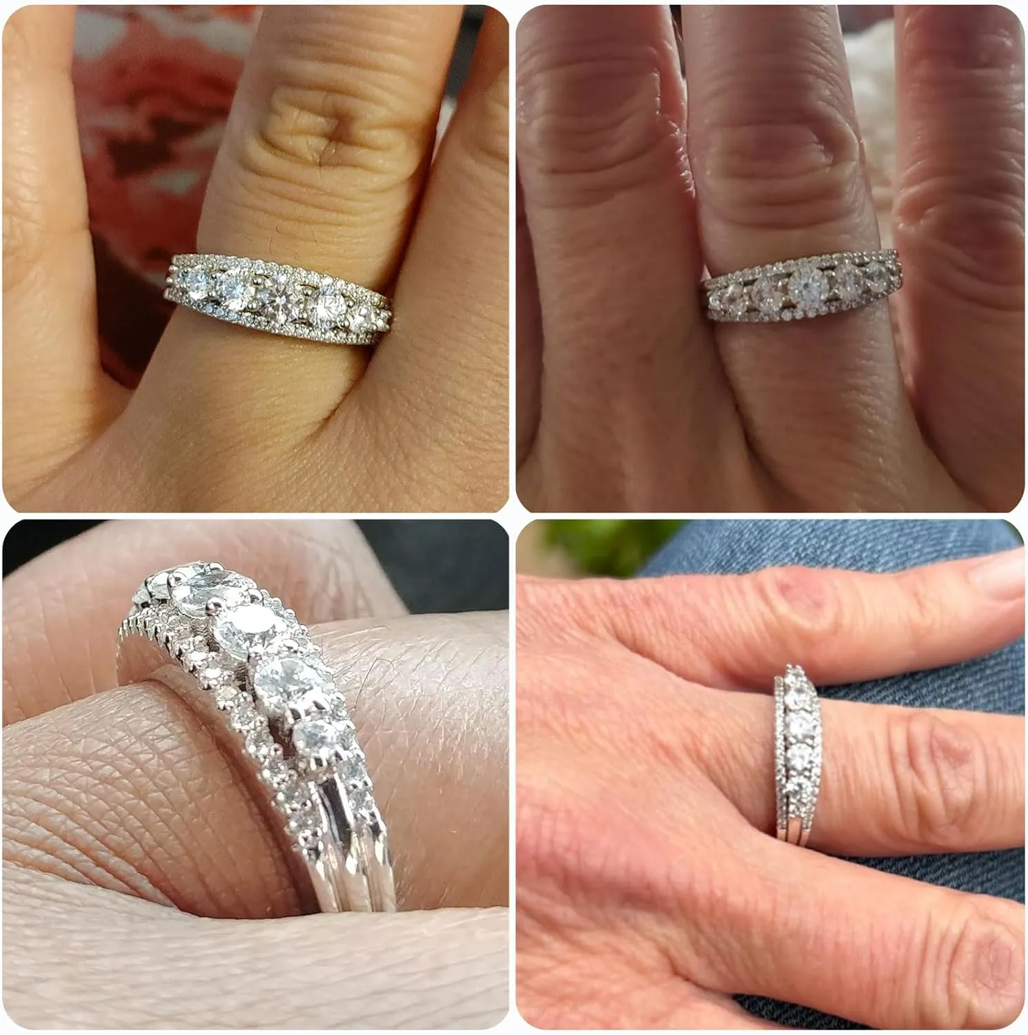 Newshe Jewellery Moissanite Wedding Bands for Women Eternity Ring 925 Sterling Silver Engagement Anniversary Stacking Size 5-10