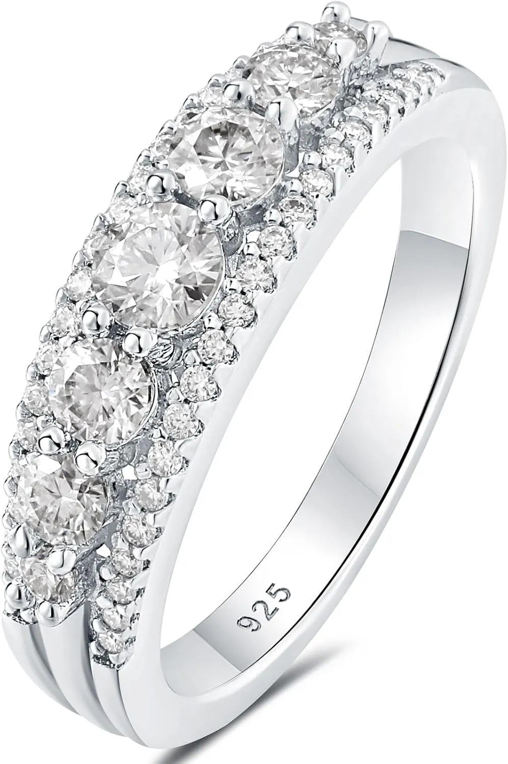 Newshe Jewellery Moissanite Wedding Bands for Women Eternity Ring 925 Sterling Silver Engagement Anniversary Stacking Size 5-10
