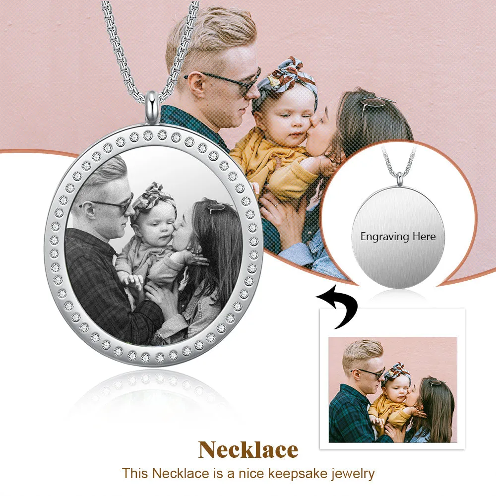 Personalized  CZ Stone Photo Necklace- Best Mother's Day Gift For New Mom