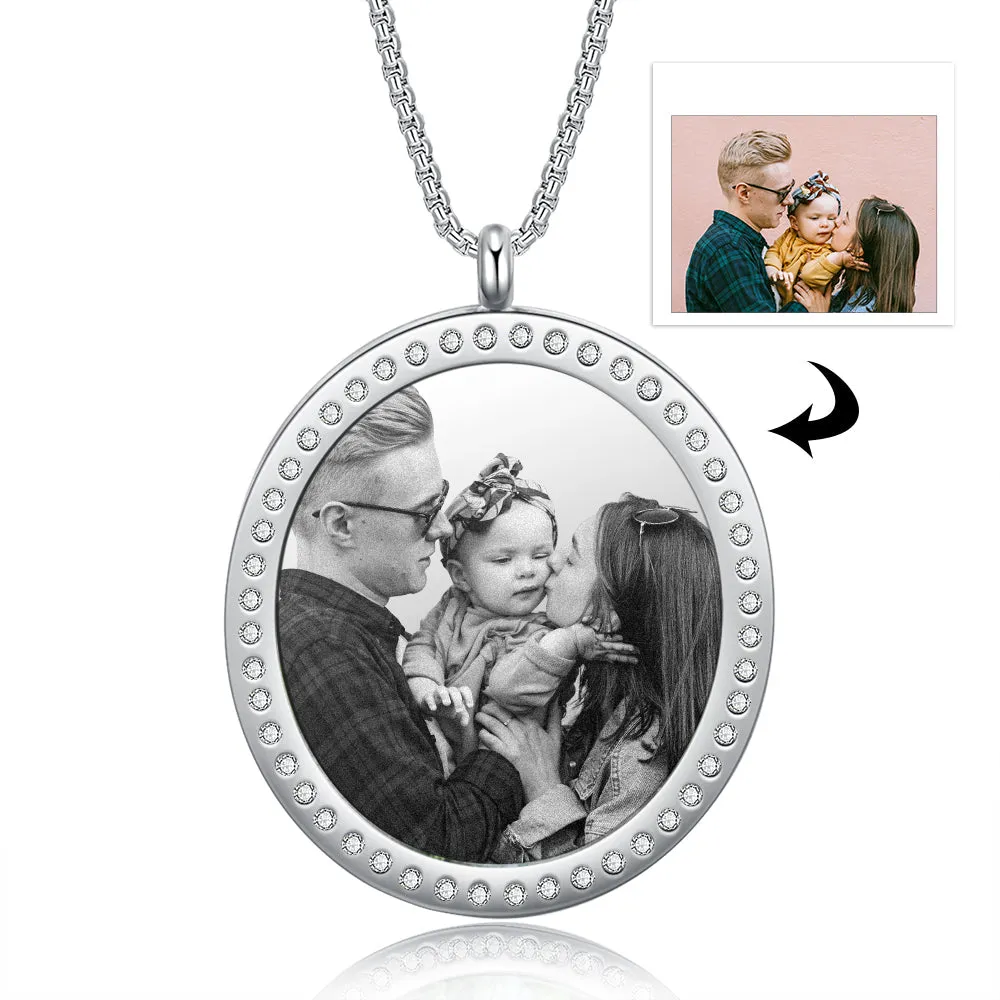 Personalized  CZ Stone Photo Necklace- Best Mother's Day Gift For New Mom