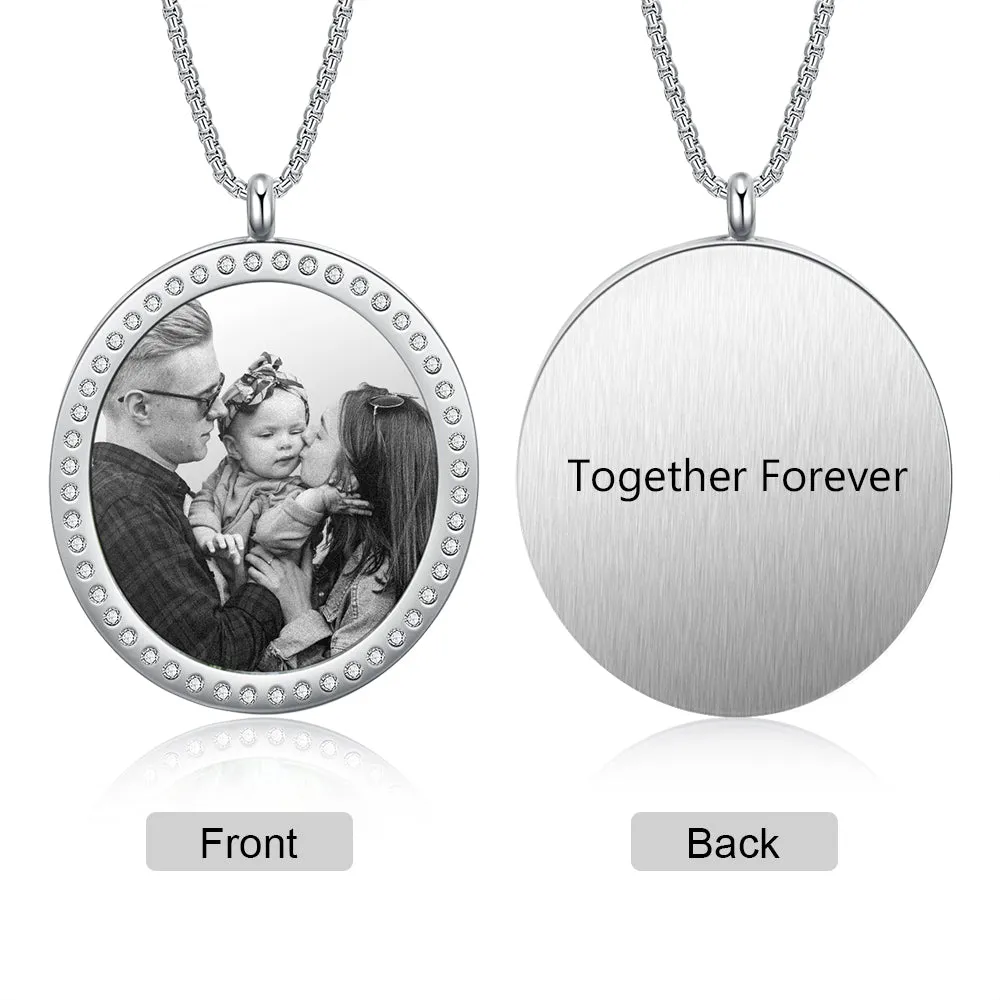 Personalized  CZ Stone Photo Necklace- Best Mother's Day Gift For New Mom