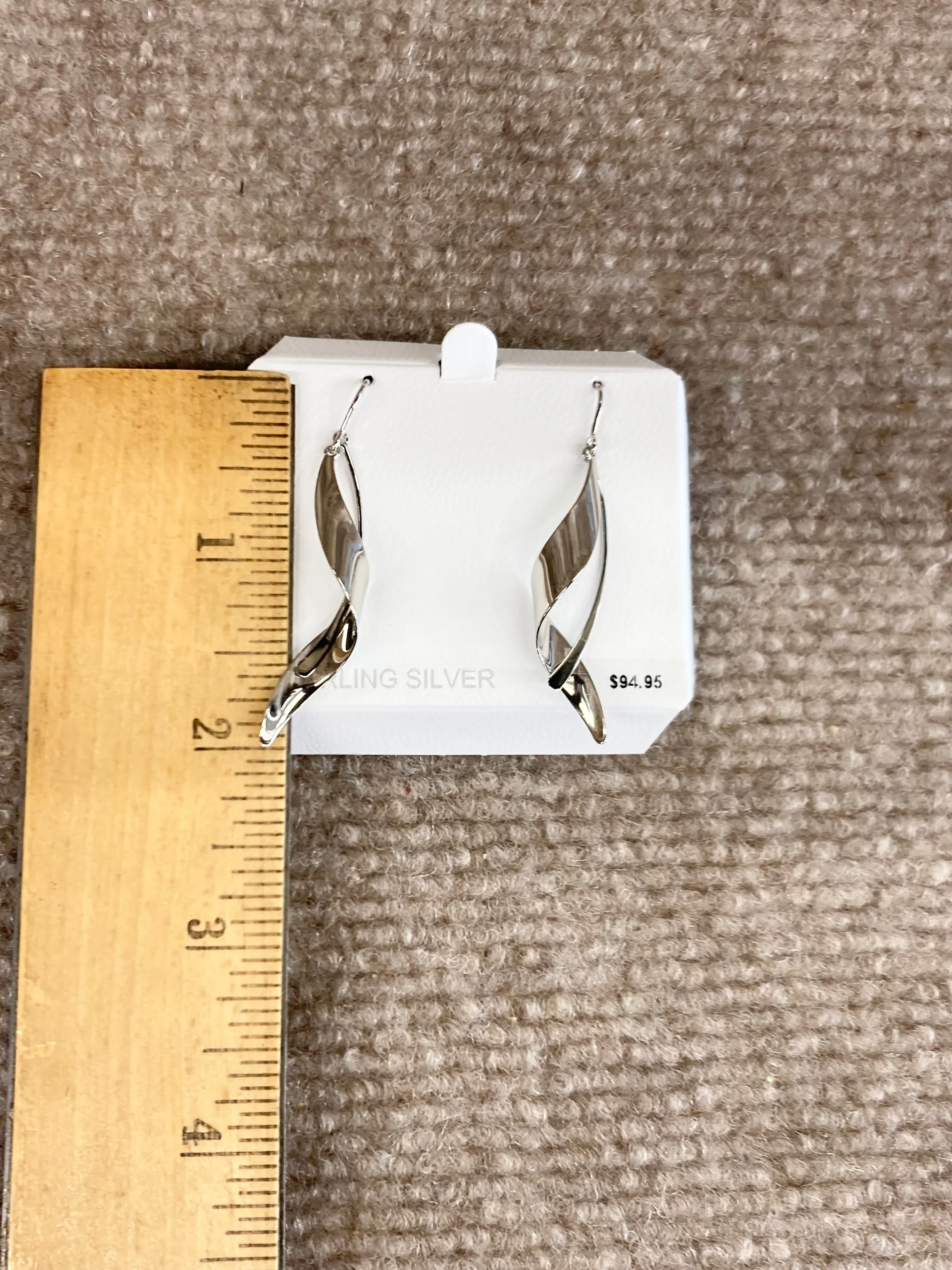 Silver Wire Leaf Dangle Earrings