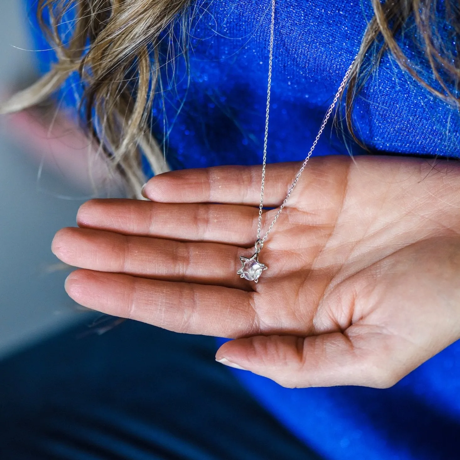 Star Necklace ~ Dainty Sparkly Silver Star Pendant