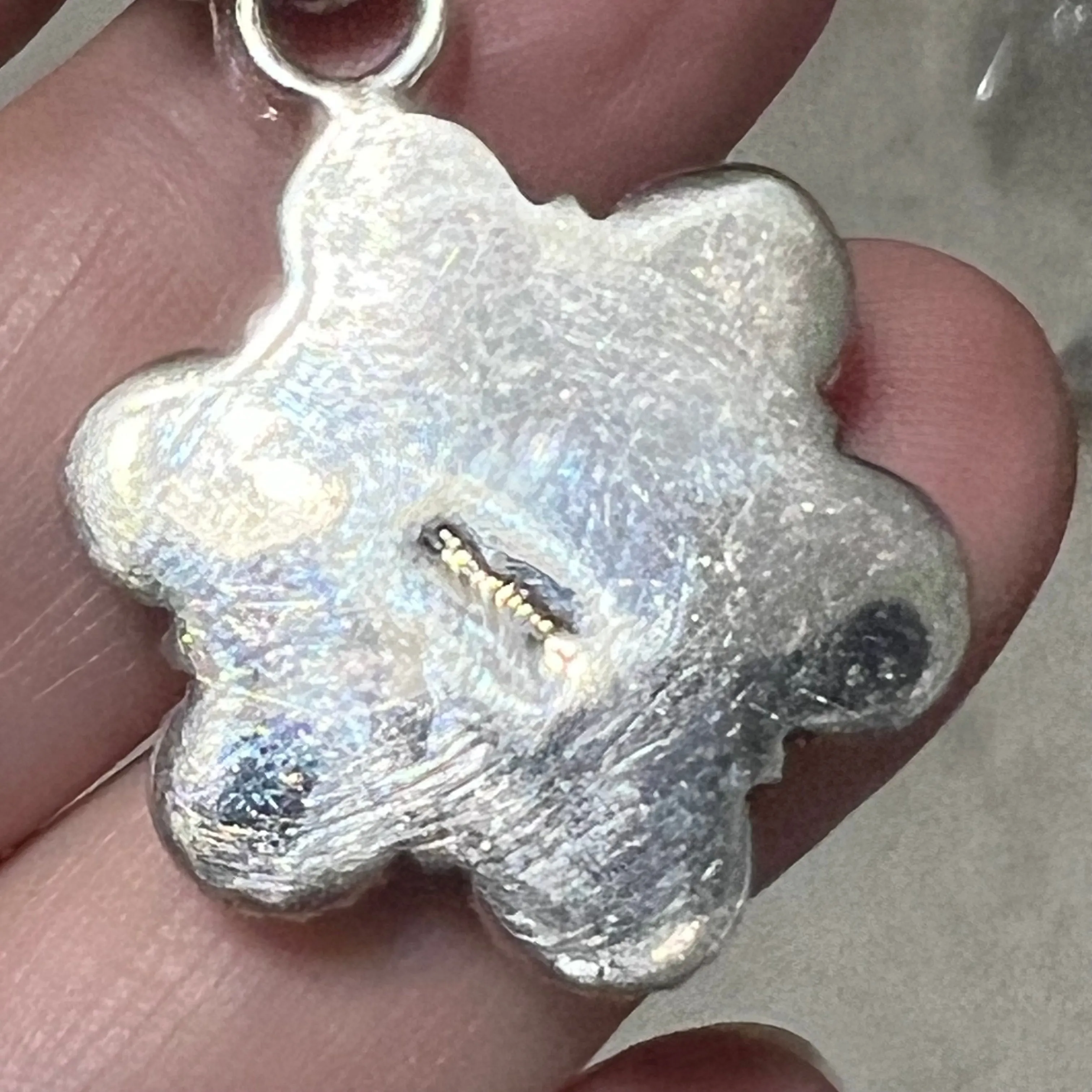 Sterling Silver Lapis and Coral Daisy Pendant  - 1 inch
