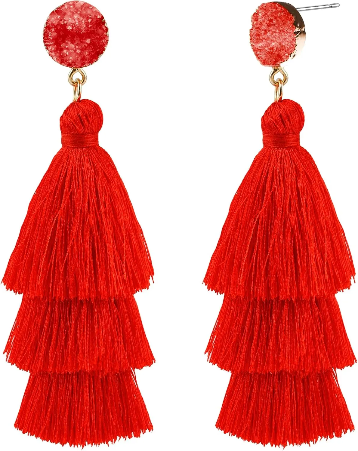 Tassel Earrings for Women,Christmas Earrings Dangle,Fringe Earrings for Women,Layered Bohemian Holiday Statement Earrings